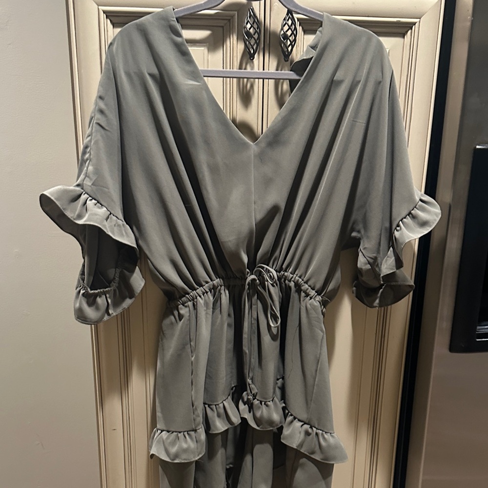 Stylish Olive Ruffle Sleeve Romper